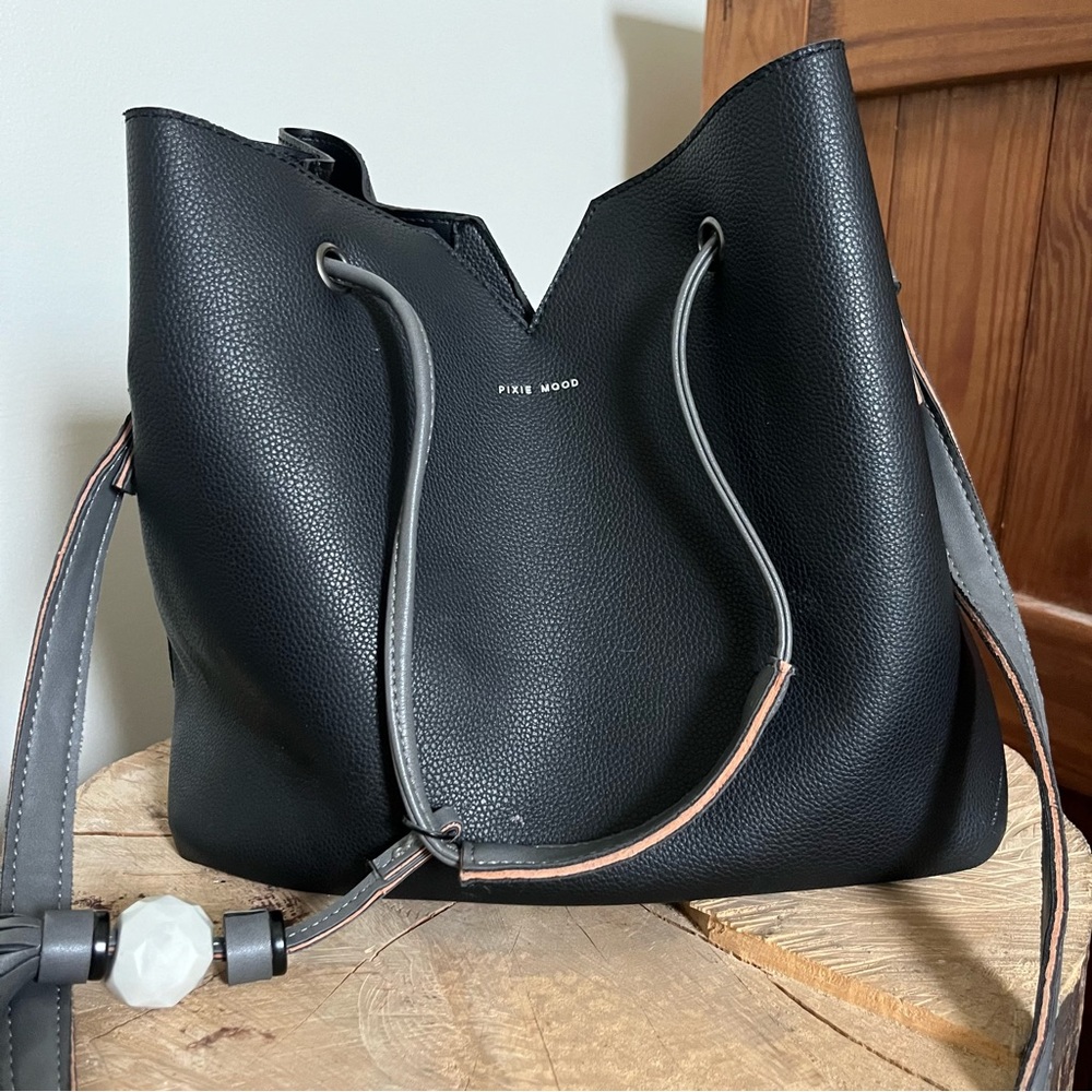 Pixie Mood Jasmin Black Vegan Leather Satchel